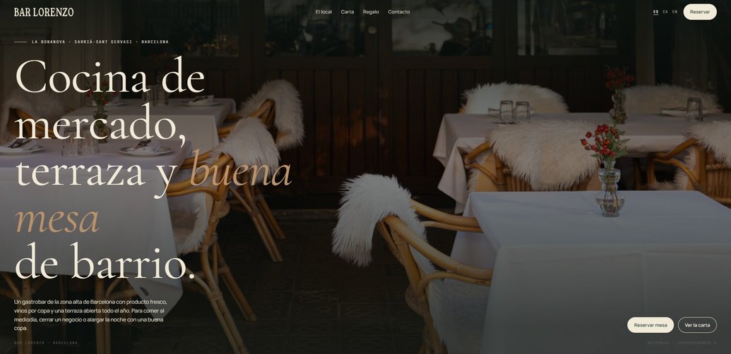Web real de Bar Lorenzo — gastrobar en La Bonanova, Barcelona, construida por Automix Labs