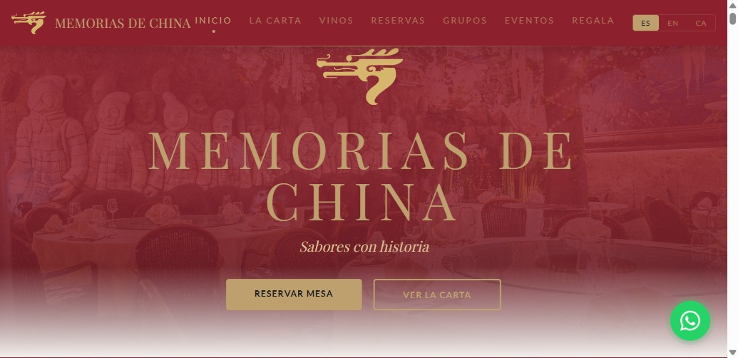 Web real de Memorias de China construida por Automix Labs